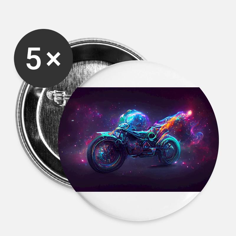 Space Motorcycle - Buttons large 2.2''/56 mm (5-pack) - white