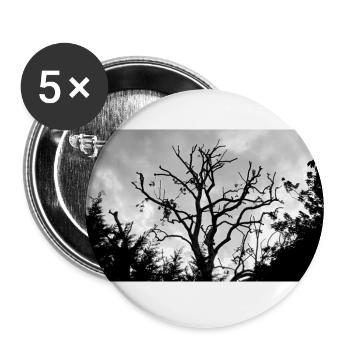 Arbre avec ses branches nues dans le ciel - Lot de 5 grands badges (56 mm) - blanc - Devant