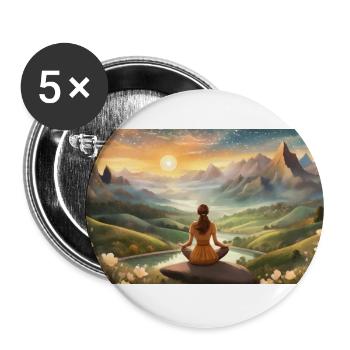 Illustration einer meditierenden Frau - Buttons groß 56 mm (5er Pack) - Weiß - Vorne