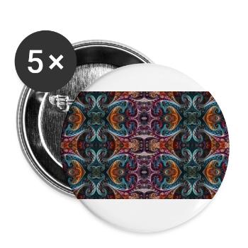 Buntes fraktales Muster - Buttons groß 56 mm (5er Pack) - Weiß - Vorne