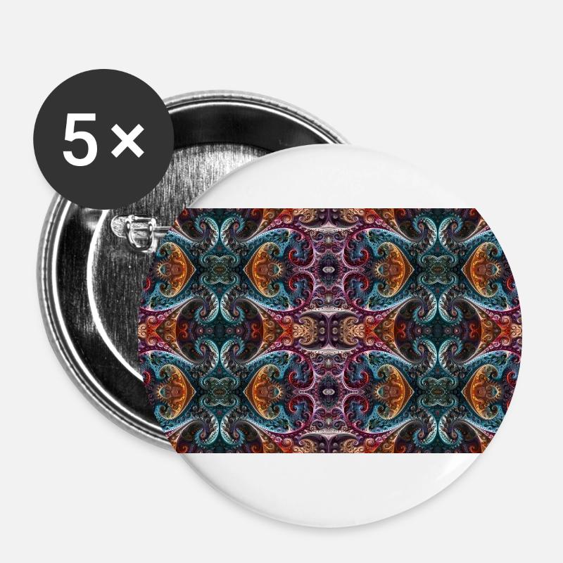 Colorful fractal themed pattern - Buttons large 2.2''/56 mm (5-pack) - white