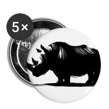 Rhino Silhouette - Buttons large 2.2''/56 mm (5-pack) - white - Front