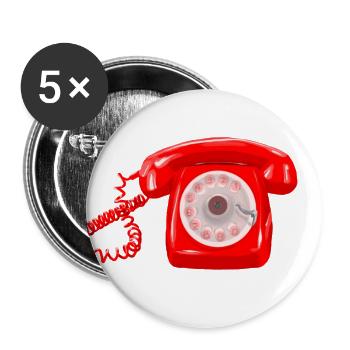 Rotes Telefon - Buttons groß 56 mm (5er Pack) - Weiß - Vorne