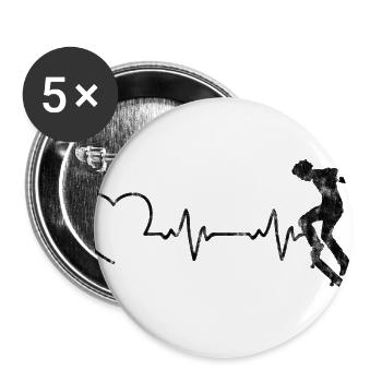Skateboarder Skateboard EKG Skater Skate Skateing - Buttons large 2.2''/56 mm (5-pack) - white - Front