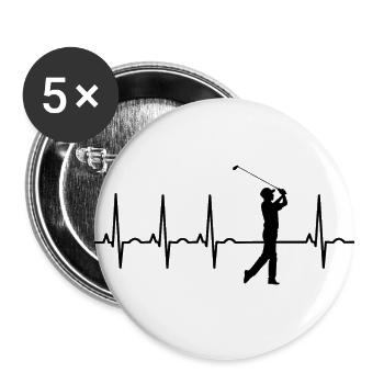 Golfspieler Golfer Golfen EKG Golfschläger Golf - Buttons groß 56 mm (5er Pack) - Weiß - Vorne