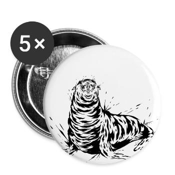 Phoque - Lot de 5 grands badges (56 mm) - blanc - Devant