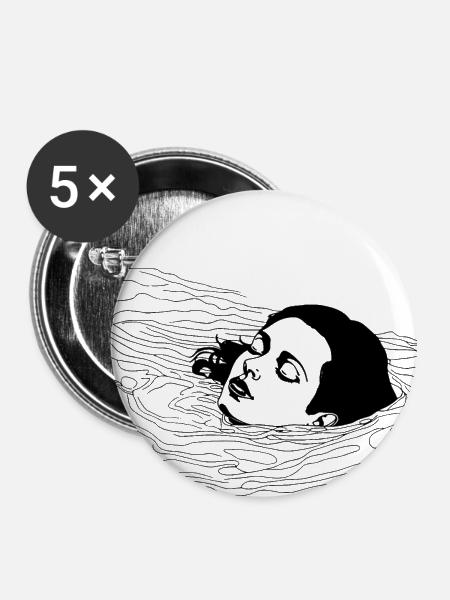 Woman in Water - Buttons groß 56 mm (5er Pack) - Weiß
