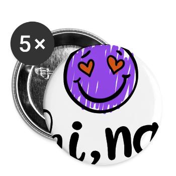 Emoji "Hi na" | purple heart eyes text - Buttons large 2.2''/56 mm (5-pack) - white - Front