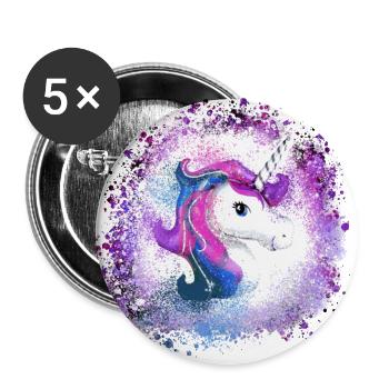 einhorn ,kopf, rosa,pferd, graffiti,malerei - Buttons groß 56 mm (5er Pack) - Weiß - Vorne