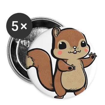 Kawaii Squirrels, Squirrels, Cheek Squirrels - Buttons large 2.2''/56 mm (5-pack) - white - Front