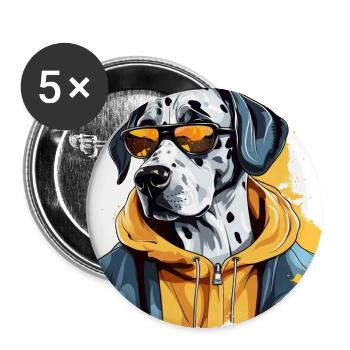 Held Skizze | Dalmatinischer Feuerwehrmann - Buttons groß 56 mm (5er Pack) - Weiß - Vorne