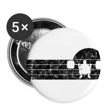 Bodybuilding Bodybuilder GYM Fitnessstudio Retro - Buttons groß 56 mm (5er Pack) - Weiß - Vorne