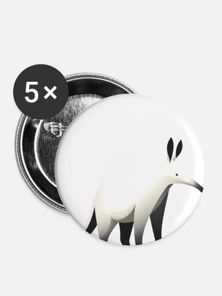 Erdferkel - Buttons groß 56 mm (5er Pack) - Weiß