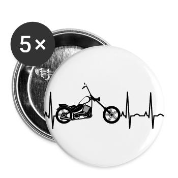 Biker Moto Chopper Bobber rétro motocyclistes - Lot de 5 grands badges (56 mm) - blanc - Devant