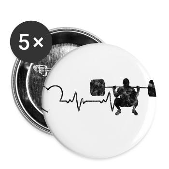 Bodybuilding Bodybuilder GYM Heartbeat Fitness - Buttons large 2.2''/56 mm (5-pack) - white - Front
