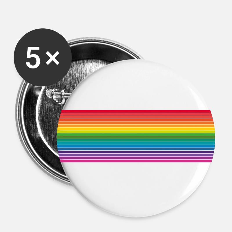 Bright Rainbow Stripes Blend - Buttons large 2.2''/56 mm (5-pack) - white