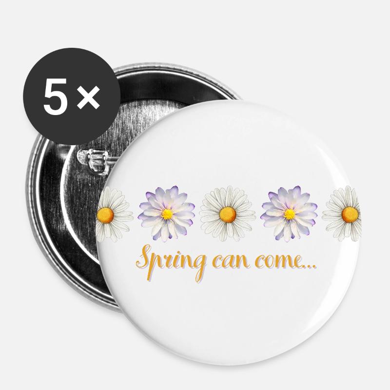 Spring can come... - Buttons large 2.2''/56 mm (5-pack) - white