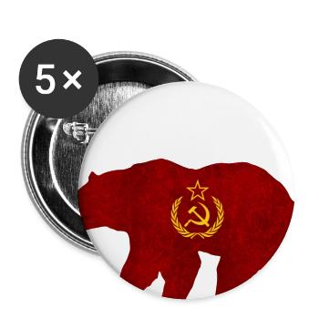 Bear silhouette with hammer and sickle USSR - Buttons large 2.2''/56 mm (5-pack) - white - Front