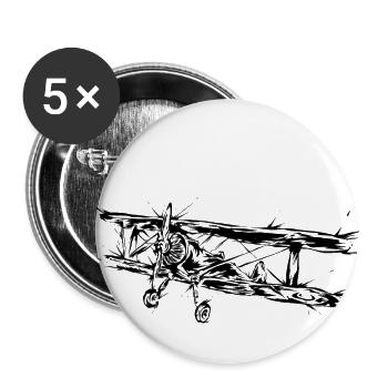 Flugzeug Pilot - Buttons groß 56 mm (5er Pack) - Weiß - Vorne