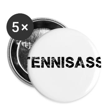 tennisass,typo,schriftzug,schrift,schwarz - Buttons groß 56 mm (5er Pack) - Weiß - Vorne