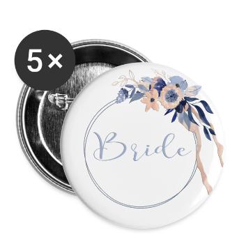 Boho bleu nuit personnalisable JGA Tream Bride - Lot de 5 grands badges (56 mm) - blanc - Devant