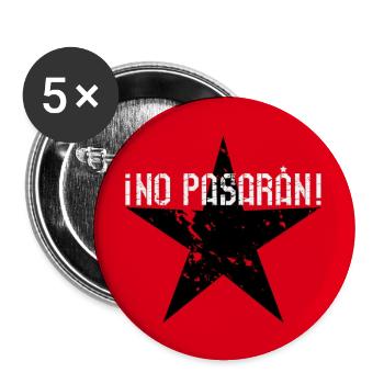 02 No Pasaran Stern Maske Mundschutz rot schwarz - Buttons groß 56 mm (5er Pack) - Weiß - Vorne