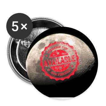 Moon, crescent, planet - Buttons large 2.2''/56 mm (5-pack) - white - Front