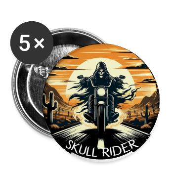 SKULL RIDER : AVENTURE DANS LE DÉSERT SOUS LE COUCHER DU SOLEIL - Lot de 5 grands badges (56 mm) - blanc - Devant