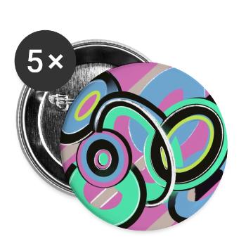 Cool Bonne humeur Rétro Pop Art Design Abstrait - Lot de 5 grands badges (56 mm) - blanc - Devant