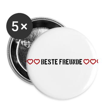 Freundschaft Beste Freunde Herz Liebe - Buttons groß 56 mm (5er Pack) - Weiß - Vorne