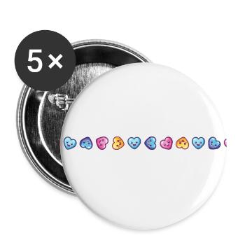 Coeurs, Mignon, Amour, Amour, Coloré - Lot de 5 grands badges (56 mm) - blanc - Devant