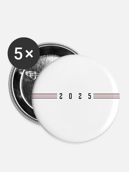 2025 Jahr - Buttons groß 56 mm (5er Pack) - Weiß