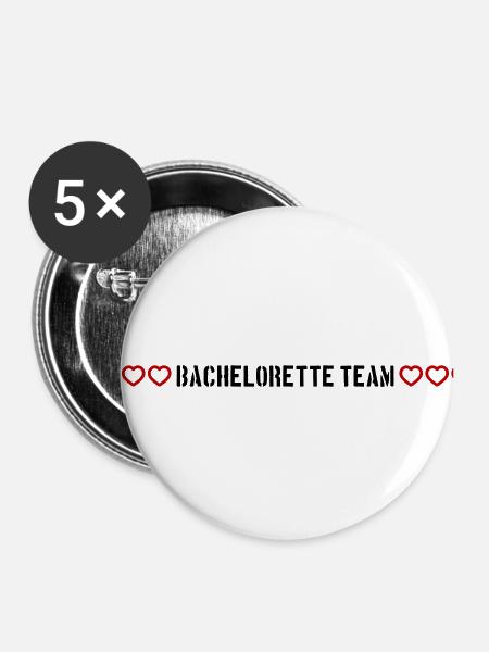 bachelorette team herzchen - Buttons groß 56 mm (5er Pack) - Weiß
