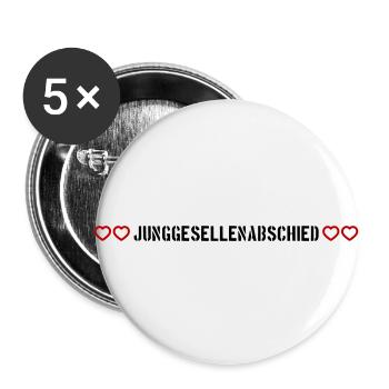 Cœur d’enterrement de vie de garçon - Lot de 5 grands badges (56 mm) - blanc - Devant