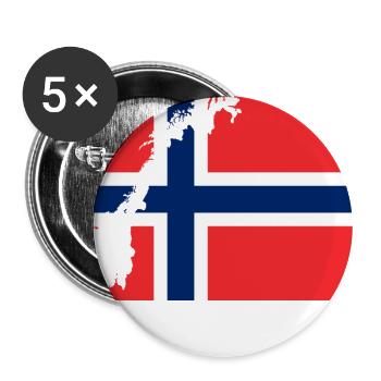 Norges Flagg - Buttons groß 56 mm (5er Pack) - Weiß - Vorne