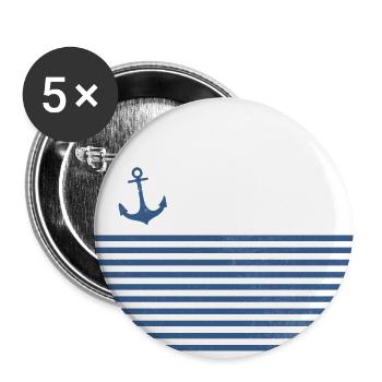 Anker Streifen Regatta nautisch für Kapitän Boot - Buttons groß 56 mm (5er Pack) - Weiß - Vorne