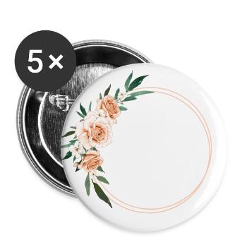 Flowers circle customizable - Buttons large 2.2''/56 mm (5-pack) - white - Front