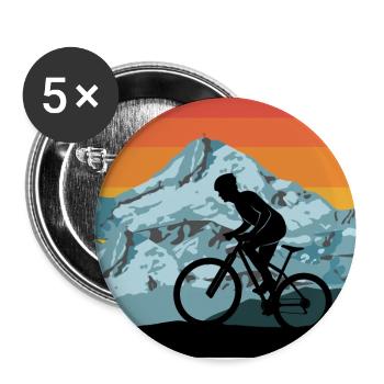 Mountain bike riding mountains mountains vintage - Buttons large 2.2''/56 mm (5-pack) - white - Front