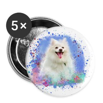 , pompom, maltese, dog, pointed, dog, painting - Buttons large 2.2''/56 mm (5-pack) - white - Front