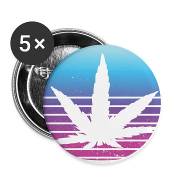 Cannabis leaf Retro Sunset - Buttons large 2.2''/56 mm (5-pack) - white - Front