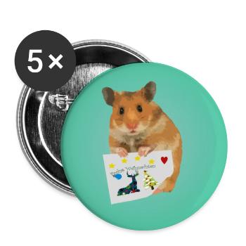 Hamster Christmas via Christmas greetings - Buttons large 2.2''/56 mm (5-pack) - white - Front