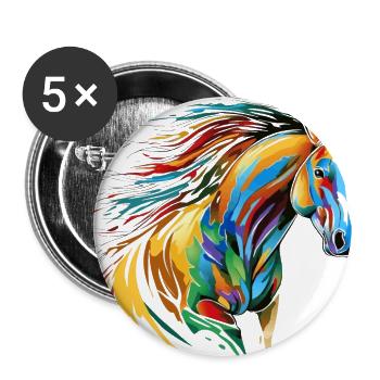 Murmure du vent : majestueux cheval arc-en-ciel - Lot de 5 grands badges (56 mm) - blanc - Devant