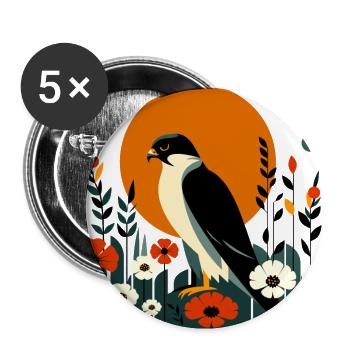 Faucon pèlerin en fleurs - Lot de 5 grands badges (56 mm) - blanc - Devant