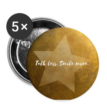 Parlez moins. Sourire En savoir plus - Lot de 5 grands badges (56 mm) - blanc - Devant