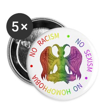 Baphomet Pentagram Symbol Satanas - Pas de racisme - Lot de 5 grands badges (56 mm) - blanc - Devant
