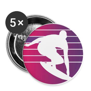 Surfer Retro Surfing Sunset - Buttons large 2.2''/56 mm (5-pack) - white - Front