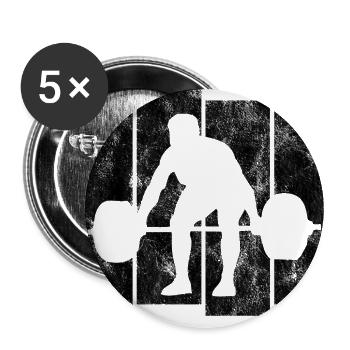 Musculation Bodybuilder GYM Fitnessstudio Retro - Lot de 5 grands badges (56 mm) - blanc - Devant