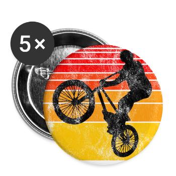 BMX Rad Fahrrad Retro Geschenk Bicycle Motocross - Buttons groß 56 mm (5er Pack) - Weiß - Vorne