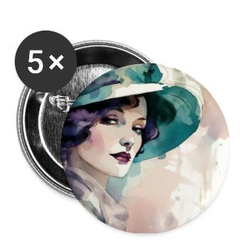 1920s Vogue Fashion Girl - Buttons large 2.2''/56 mm (5-pack) - white - Front