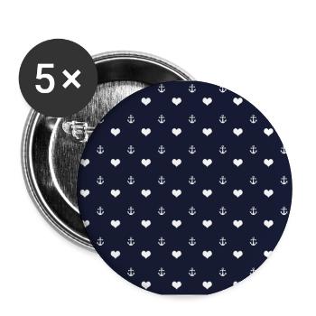 Ostsee Nordsee Meer Anker Urlaub Norden Geschenk - Buttons groß 56 mm (5er Pack) - Weiß - Vorne